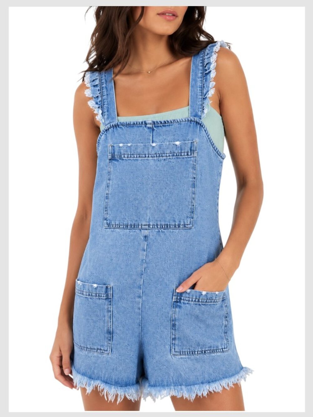 Show Me Your Mumu Haddie Short Overalls Big Sky Wash Denim Frayed S